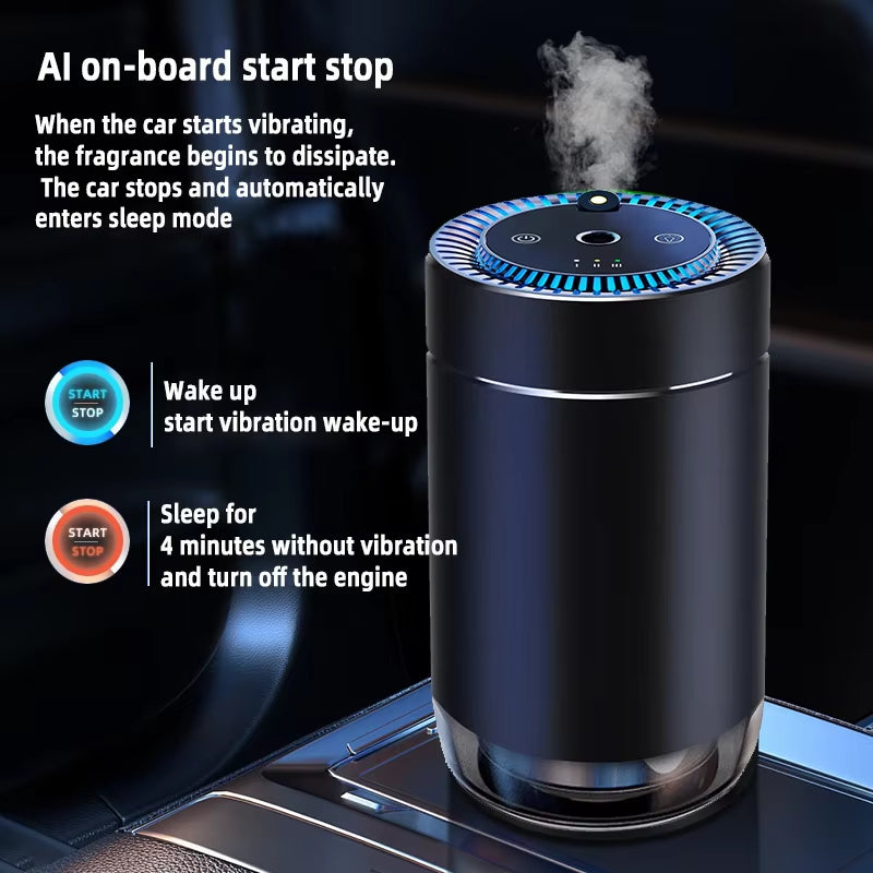 Transform Your Drive with the Smart Car Air Freshener - USB Rechargeable Fragrance Diffuser with Adjustable Intensity and Projector Light