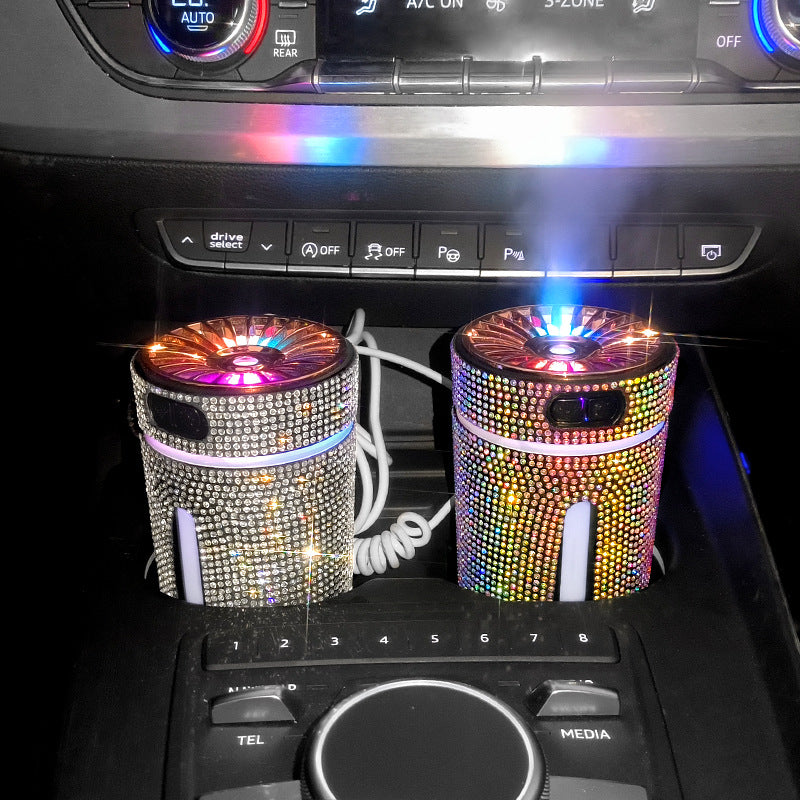 Luxury Diamond Car Humidifier LED Light Car Diffuser Auto Air Purifier Aromatherapy Diffuser Air Freshener Car Accessories for Woman