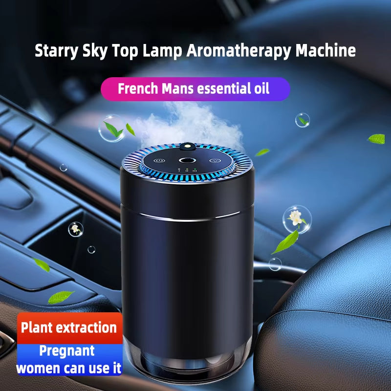 Transform Your Drive with the Smart Car Air Freshener - USB Rechargeable Fragrance Diffuser with Adjustable Intensity and Projector Light