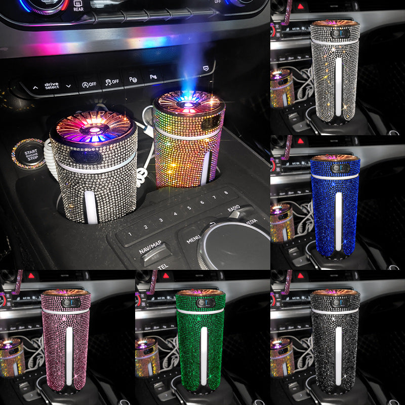 Luxury Diamond Car Humidifier LED Light Car Diffuser Auto Air Purifier Aromatherapy Diffuser Air Freshener Car Accessories for Woman
