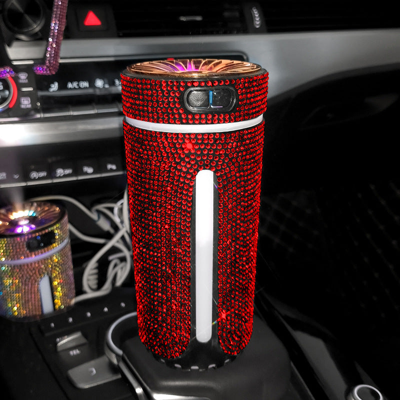 Luxury Diamond Car Humidifier LED Light Car Diffuser Auto Air Purifier Aromatherapy Diffuser Air Freshener Car Accessories for Woman