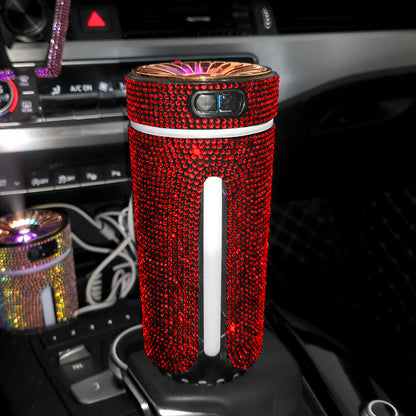 Luxury Diamond Car Humidifier LED Light Car Diffuser Auto Air Purifier Aromatherapy Diffuser Air Freshener Car Accessories for Woman