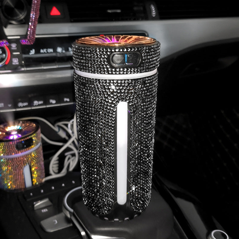 Luxury Diamond Car Humidifier LED Light Car Diffuser Auto Air Purifier Aromatherapy Diffuser Air Freshener Car Accessories for Woman