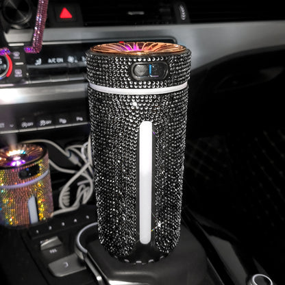 Luxury Diamond Car Humidifier LED Light Car Diffuser Auto Air Purifier Aromatherapy Diffuser Air Freshener Car Accessories for Woman