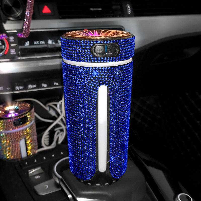 Luxury Diamond Car Humidifier LED Light Car Diffuser Auto Air Purifier Aromatherapy Diffuser Air Freshener Car Accessories for Woman