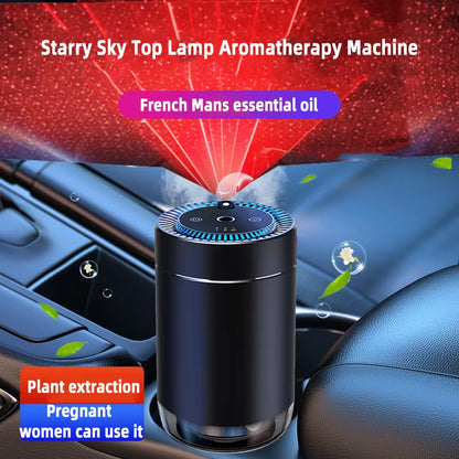 Transform Your Drive with the Smart Car Air Freshener - USB Rechargeable Fragrance Diffuser with Adjustable Intensity and Projector Light