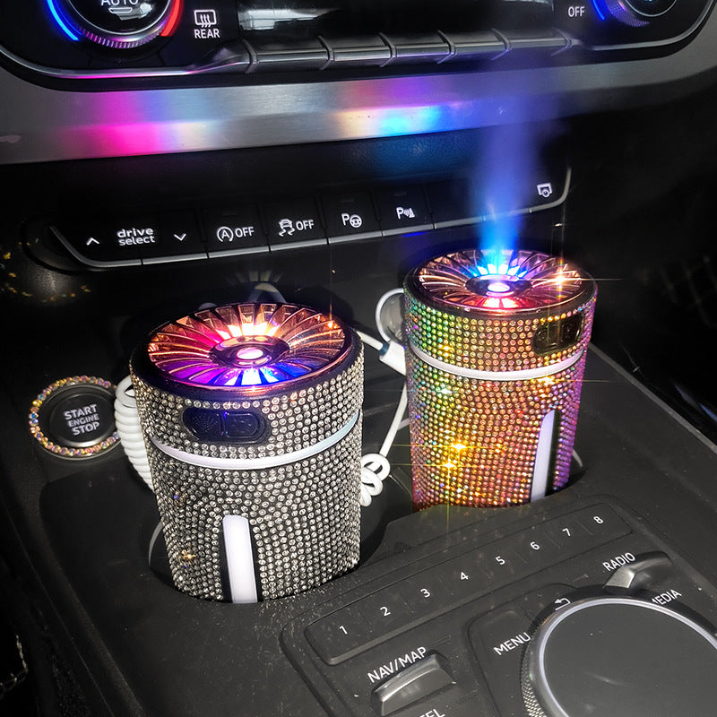 Luxury Diamond Car Humidifier LED Light Car Diffuser Auto Air Purifier Aromatherapy Diffuser Air Freshener Car Accessories for Woman